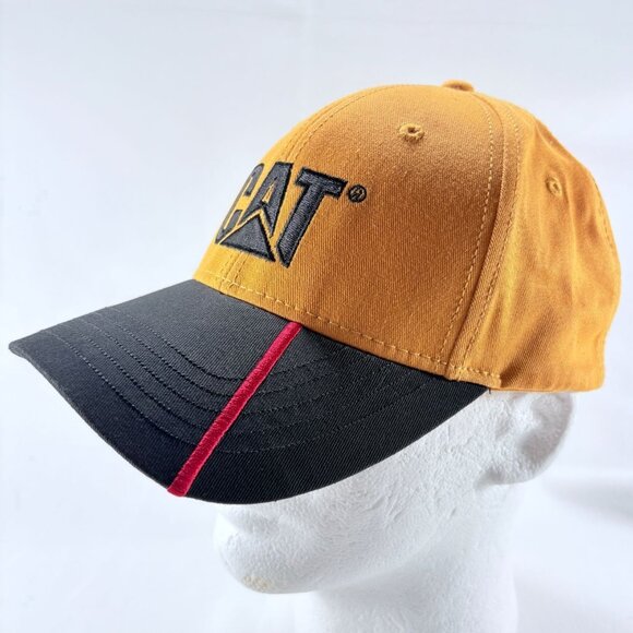 CAT Caterpillar Power Stripe Embroidered Strapback Baseball Cap Hat New - Picture 1 of 7